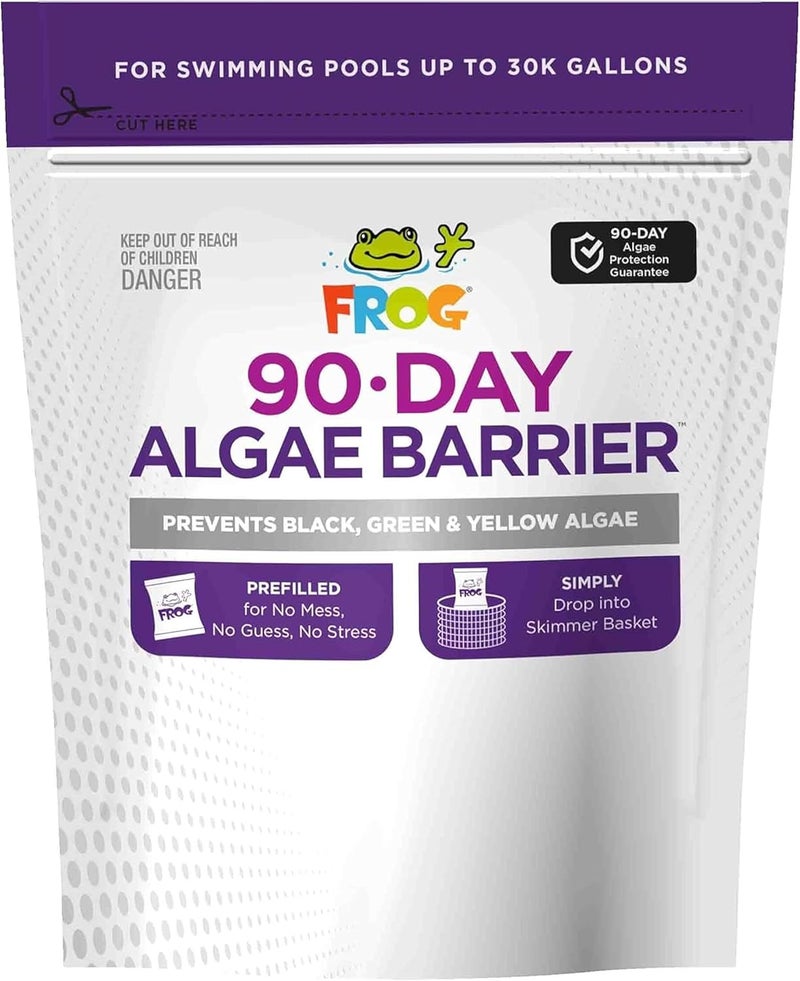 Frog 90-Day Algae Barrier - Dry Formula Algaecide Prevents Black, Green and Yellow Algae for Pools up to 30,000 Gallons - Pool Maintenance & Treatment - 3 Pods - Image 1
